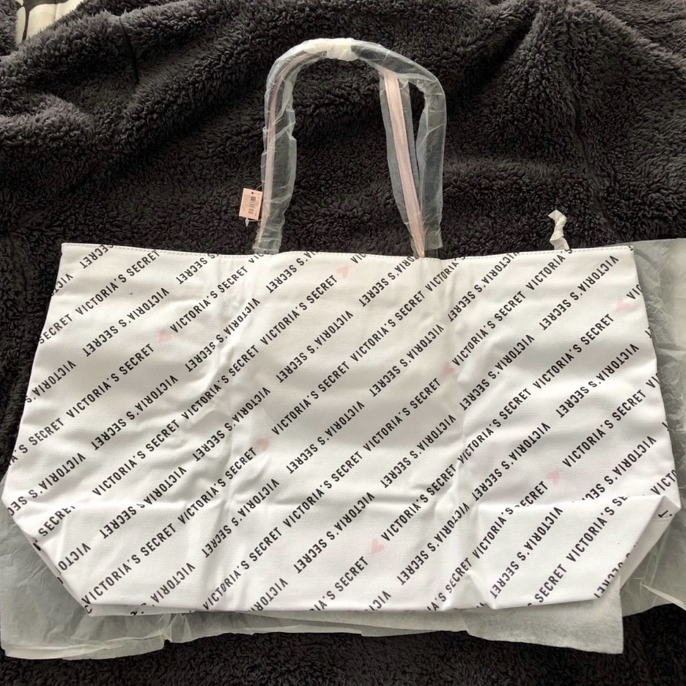 Victoria's Secret White Logo Tote Bag